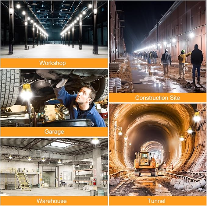 LED Construction Lights, Adjustable 60W/48W/36W Work Lights 5700K/5000K/4500K, AC100-277V - Linkable Industrial Indoor/Outdoor Job Site Workshop Construction Garage Lighting