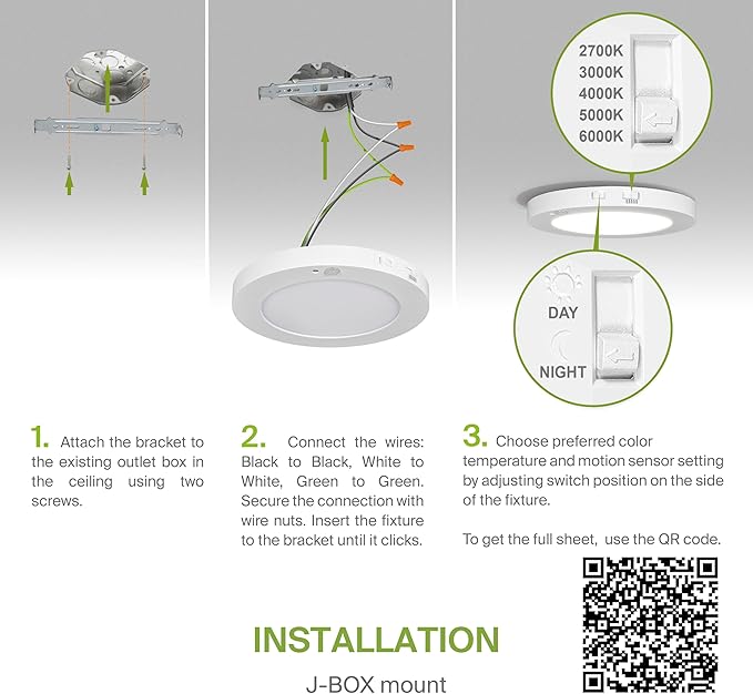 ASD LED 9" Round Flush Mount Ceiling Light Fixture, Low Profile Surface Lighting | 5CCT, Motion Sensored, Ultra-Thin, ETL Listed | 15W 1300LM 2700-6000K 120V | Kitchen, Bedroom, Hallway Lamp | White