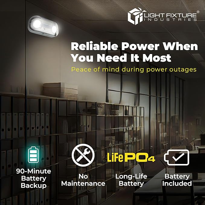 LFI Lights® Outdoor Emergency Light, UL 924 Listed, NEMA 4X Weatherproof with Battery Backup, Adjustable LED Heads, White Housing, ELWETLEDWBB