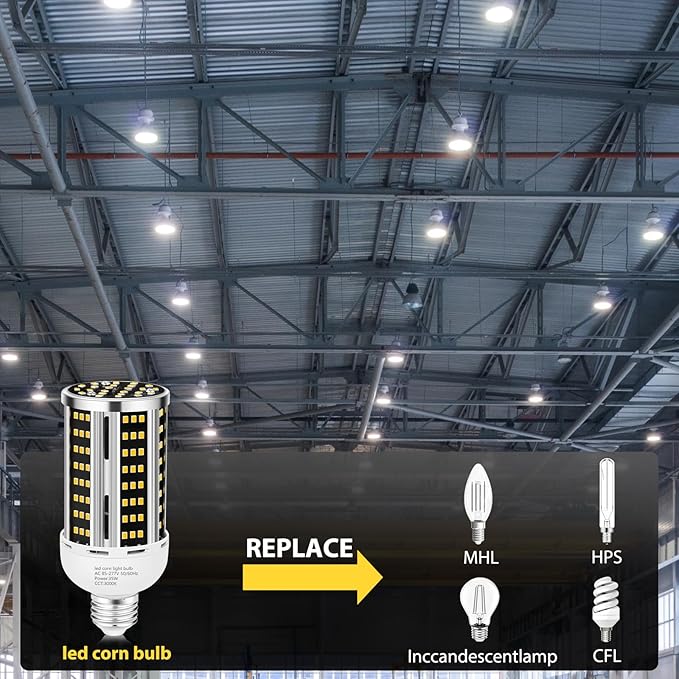 35W 2 pack LED Corn Light Bulb,3000K Warm White(300W Equivalent ) Commercial Grade E26/E39 5000LM Medium Mogul Base LED Lamp,Large Area Lights For Outdoor Indoor Garage supermarket Factory Bay Light