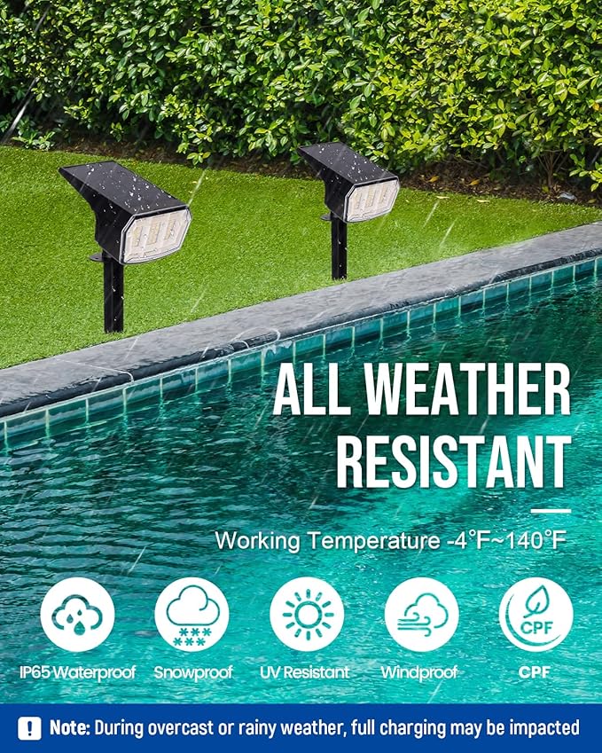 Solar spotlights Outdoor 63 LED 3 Lighting Modes, IP65 Waterproof Lighten Yard Garden House Garage Pathway for Christmas Decorations-4 Pack