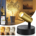 Spotlight Indoor, Wireless Uplighting Indoor with Remote Dimmable, 350° Rotate,Rechargeable Battery Powered Ceiling Spotlight for Artwork Painting Tree Plant Picture Lights Black and Gold