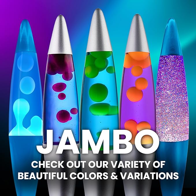 JAMBO 16" Beautiful Lamp- Blue with White/Blue Wax, Relaxing Liquid Light, Night Light Nightlight, Home Decor Living Room Office Bedroom Lamp for Adults Teens Kids, Magma Motion