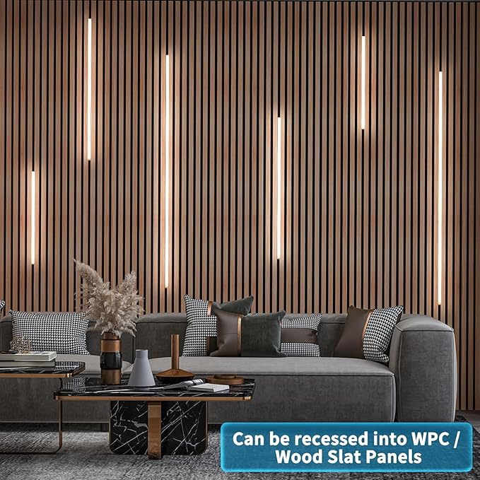 Art3d LED Recessed Lighting Kit - 6pcs Self-Adhesive White LED Light with Smart Switch, 3000k Touching Switch Light for Wood Slat Wall Panels, Headboards, Stairs, Under Cabinet, Home Decor