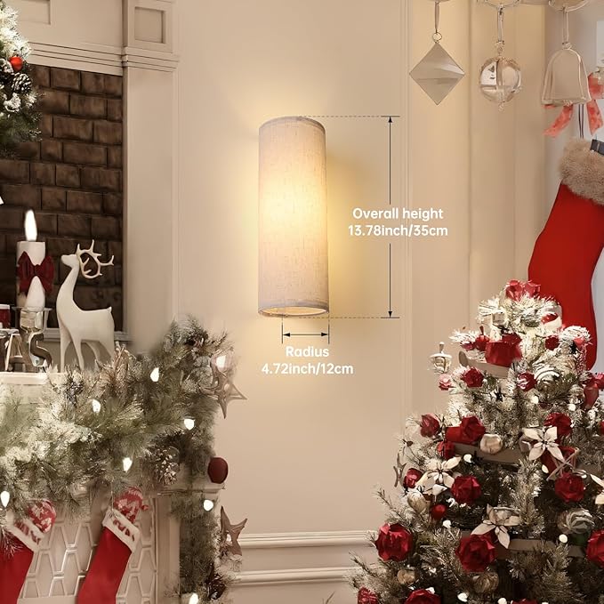 Adhesive Battery Operated Wall Sconce Set of 2, 5000 mAh Battery Rechargeable Bulb with 12 RGB Colors, Stick on Wall Sconce No Drill Wall Lights, Linen