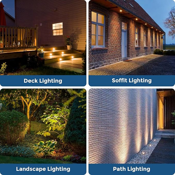 Gardencoin Recessed LED Deck Light, Heavy Duty Soffit and Stair Lighting Outdoor, 1W 12-24V Low Voltage Landscape In Ground Well Light, Underwater Ultra Waterproof Dimmable (5000K-6pack)