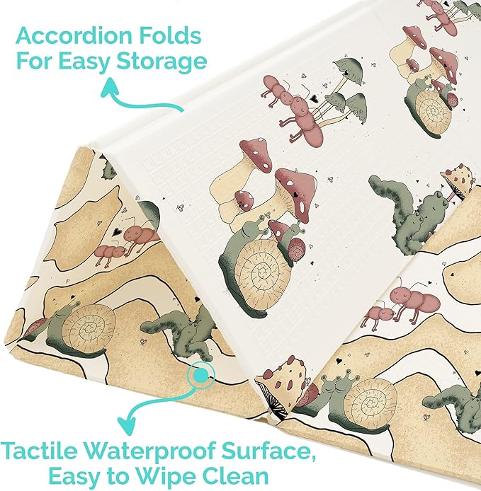 JumpOff Jo Baby Play Mat - Large Folding Foam Play Mat for Infants, Babies, Toddlers, Waterproof, Double-Sided (70" x 59")