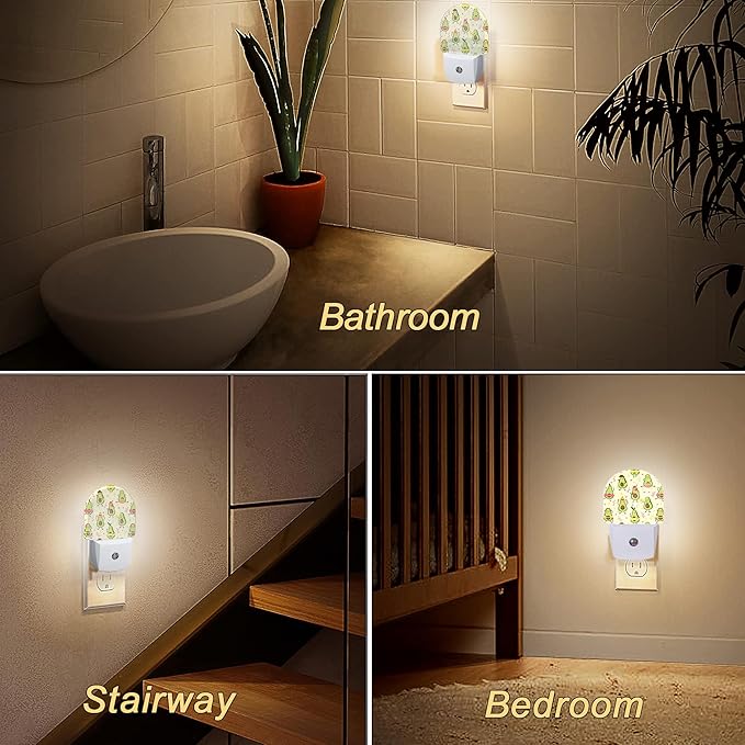 Night Light,Cute Kawaii Avocado Night Lights Plug Into Wall Smart Sensor Night Light for Bedroom Bathroom Kitchen Hallway Stairs Hallway,Plug-in Energy Efficient Decor Desk Lamp Gifts