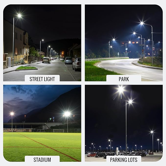 150W LED Parking Lot Lights 5700K Street Shoebox Pole Lights Waterproof 19950LM Super Bright Dusk to Dawn Outdoor Commercial Area Flood Security Lighting Slip Fitter for Stadium Sport Garage