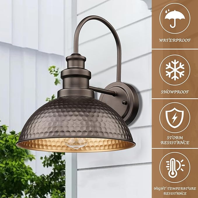 Outdoor Farmhouse Barn Lights, Anti-Rust Outdoor Wall Sconce, Exterior Wall Lights, Waterproof Industrial Exterior Lighting Fixtures for Porch,Garage,Patio (Oil-Rubbed Bronze, 6 Pack)