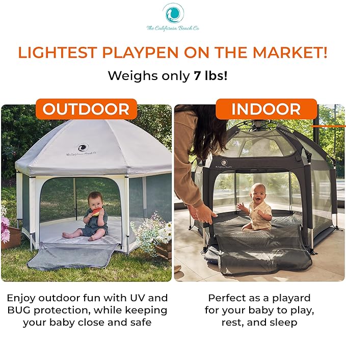 POP 'N GO PLAYPEN - Indoor & Outdoor Baby Playpen for Babies and Toddlers - Baby Beach Tent, Foldable, Portable W/Canopy, Travel Bag, & Mosquito Net - Pop Up Pack and Play Tent (Black)