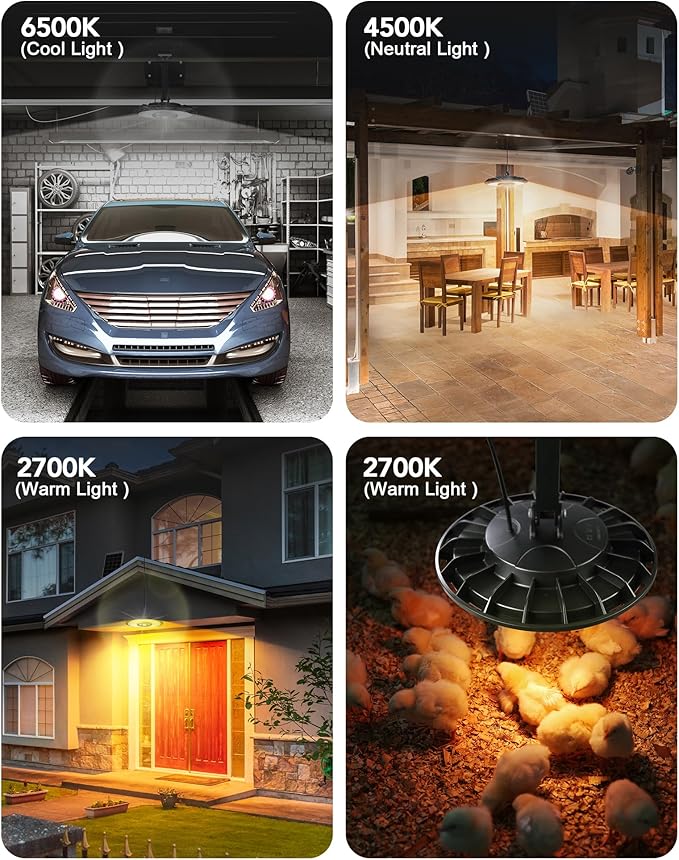 Solar Light Indoor Outdoor, 3000LM Solar Shed Light Rotation Design, Waterproof 5 Modes (2 for All Day Lighting) for Barn Patio Chicken Coop Gazebo Garage (3 Color Temperature, Double Heads)