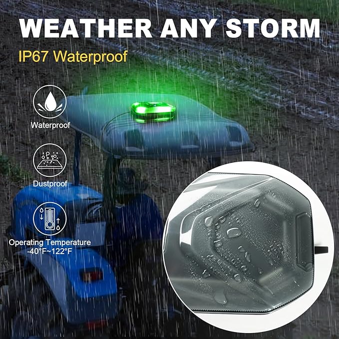 Agrieyes Magnetic Strobe Light for Trucks, 68 LED Amber Emergency Light Bar for Vehicles, Smoked LENS Beacon Flashing Warning Security Caution for Plow Snow Trailer Safety Waterproof White Green