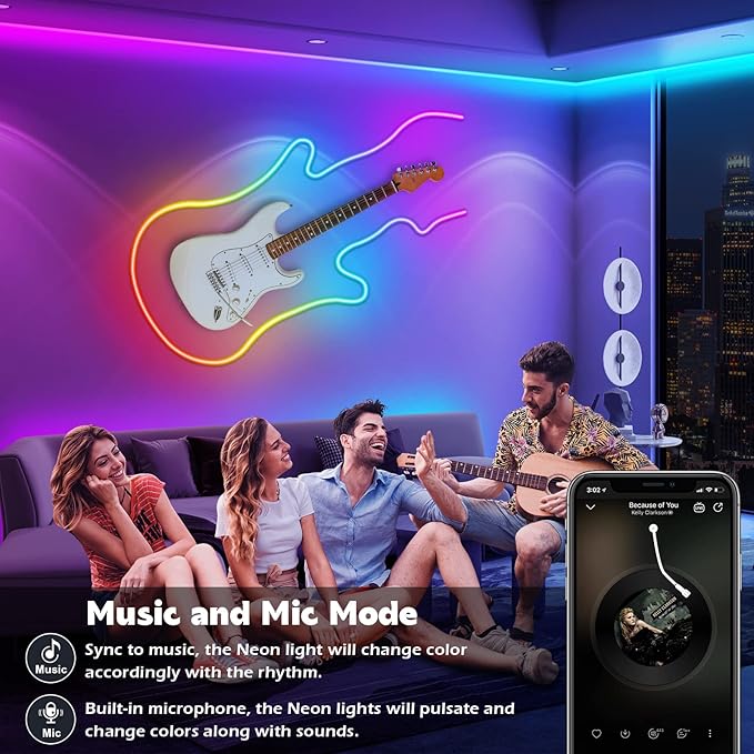 AILBTON 50FT Led Neon Rope Lights Control with App/Remote,Flexible Led Rope Light,Multiple Modes,IP65 Outdoor RGB Lights Waterproof,Music Sync Gaming Led Neon Strip Light for Bedroom Decor (200FT)