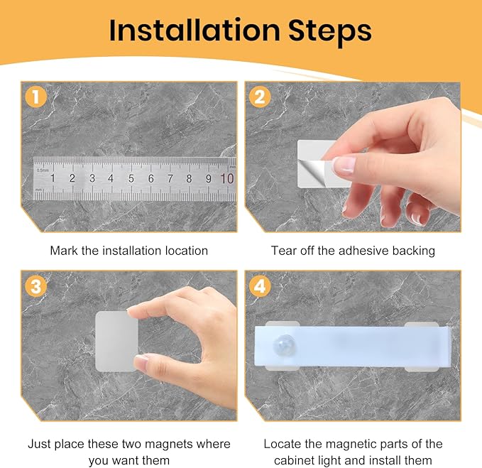 12 Pack Under Cabinet Light Metal Adhesive Strips for Magnetic LED Lights, Replacement Iron Plates Sticky Mounting Brackets for Closet Kitchen Wardrobe Counter Lighting Holders (Not Magnetic)