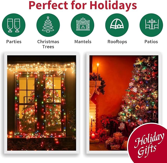 LAMPHOME 150 Count Multicolor- String Lights - LED Christmas Light, Mini led for Indoor Outdoor Home Holiday Party Wedding Independence Day Decoration