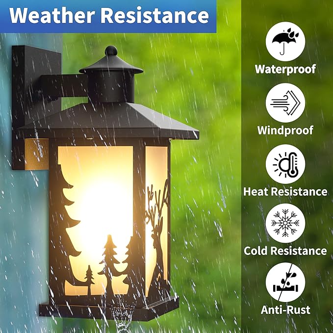 JAYNLT Rustic Porch Lights Outdoor, Waterproof Outdoor Lights Wall Mount,Outdoor Wall Sconce with Toughened Frosted Glass for House, Garage, Patio, Front Door(2PACK)