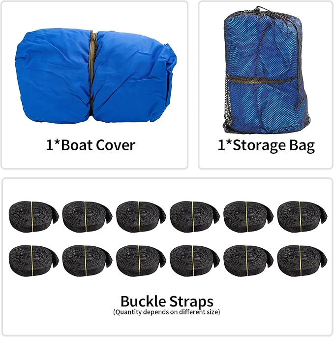 iCOVER Trailerable Boat Cover- 14'-16' 800D Water Proof Heavy Duty, Fits V-Hull, Fish&Ski, Pro-Style, Fishing, Utiltiy, Runabout, Bass Boats, up to 14ft-16ft Long and 90" Wide