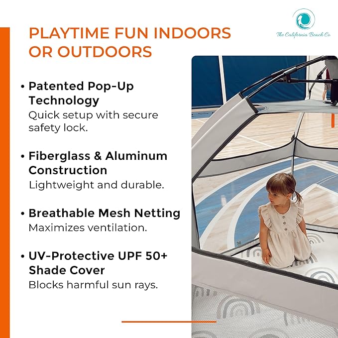 POP 'N GO PLAYPEN - Indoor & Outdoor Baby Playpen for Babies and Toddlers - Baby Beach Tent, Foldable, Portable W/Canopy, Travel Bag, & Mosquito Net - Pop Up Pack and Play Tent (Black)