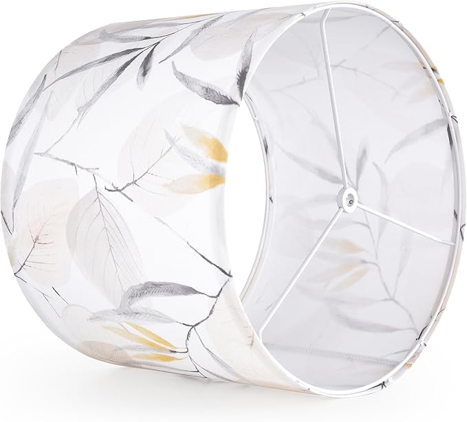 Set of 2 Drum Lampshades Printed Lamp Shades - 13" x 13" x 10" - Ideal for Table & Floor Lamps Natural Linen- Hand Crafted - Farmhouse Decor - Assembly Required By GO&SO
