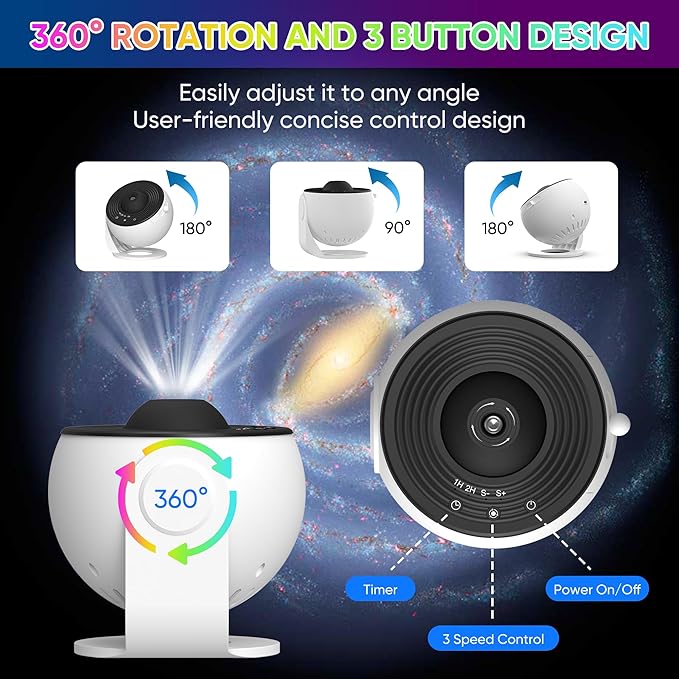 Galaxy Projector, 13 in 1 HD Planetarium Star Projector for Bedroom, 360 Rotating Star Light with Adjustable Knob and Timer for Kids, Ceiling, Gifts, Room Decoration