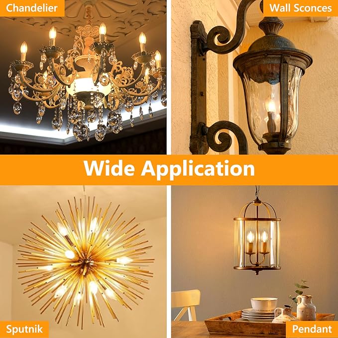 6Pack Candelabra Light Bulbs B11 Candle Light Bulbs E12 Led Bulb, Support 120V Dimming 3.5w Equivalent to 38w,Suitable for Chandelier Wall Lamp 2700K Warm White