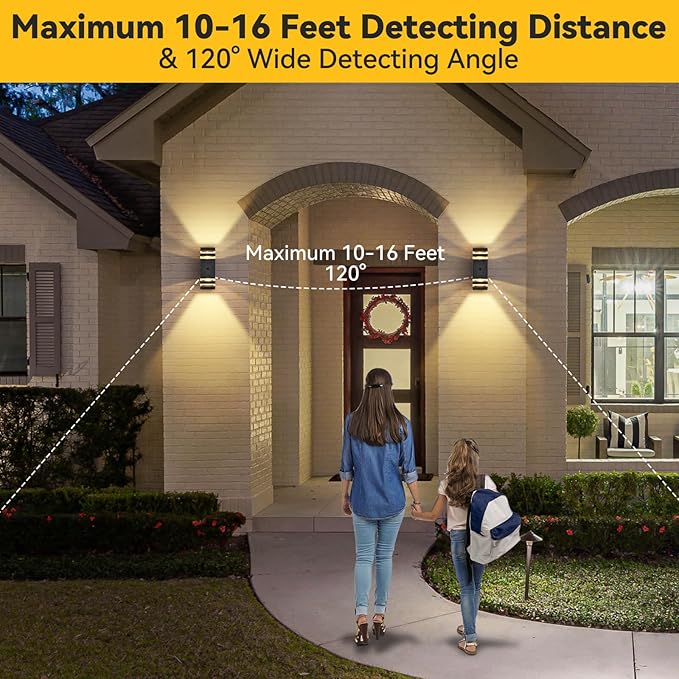 SHIMR Motion Sensor Outdoor Lights, Dusk to Dawn Outdoor Light Fixture with LED Bulbs Included, Exterior Wall Light Aluminum Sconce Up and Down Outside Lights for House Porch Patio Garage [ETL Listed]