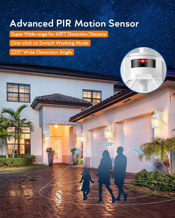 VIANIS Motion Sensor Exterior Light Fixture, Dusk to Dawn Outdoor Wall Lighting, 2 Pcs White Modern Front Porch Light for House, 100% Anti-Rust Aluminum Outside Wall Sconce for Garage, Entryway