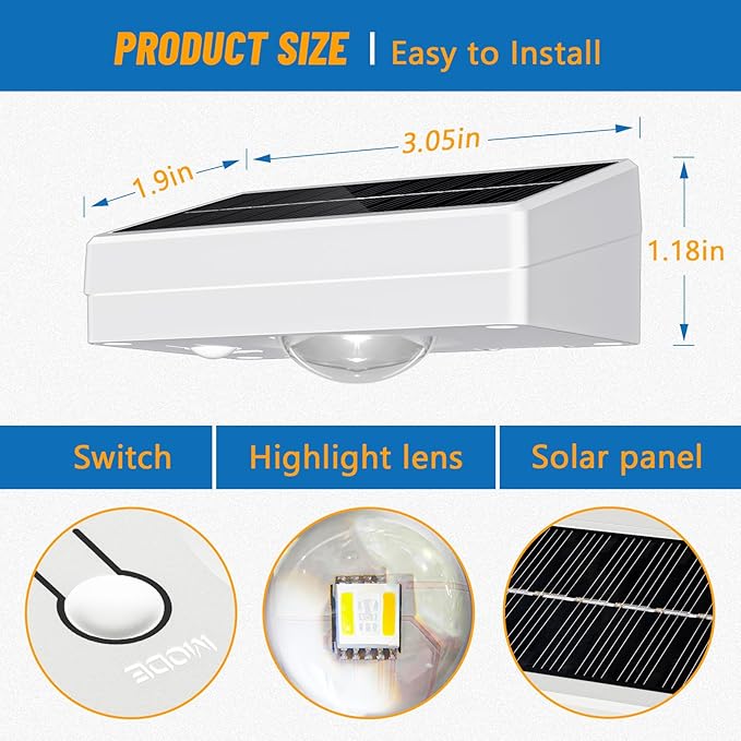 NIORSUN Solar Fence Lights Outdoor Waterproof,Warm & Cool White RGB，8 Pack LED Spot Lens Deck Lights 9 Mode，Solar Powered Wall Lighting Decor for Outside Patio Step Backyard Railing Pool White