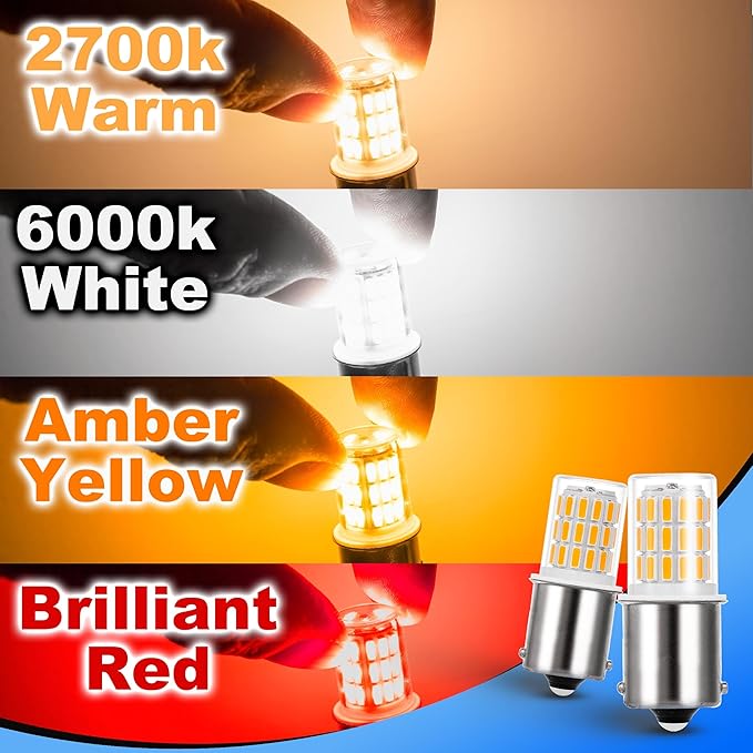 1156 1141 1003 7506 BA15S LED Bulbs Warm White 2700k, LED Replacement for 12 Volt RV Camper Trailer Boat Trunk Interior Lights, DC Bayonet Single Contact Base,AC10-24V DC10-30volt,3Pack