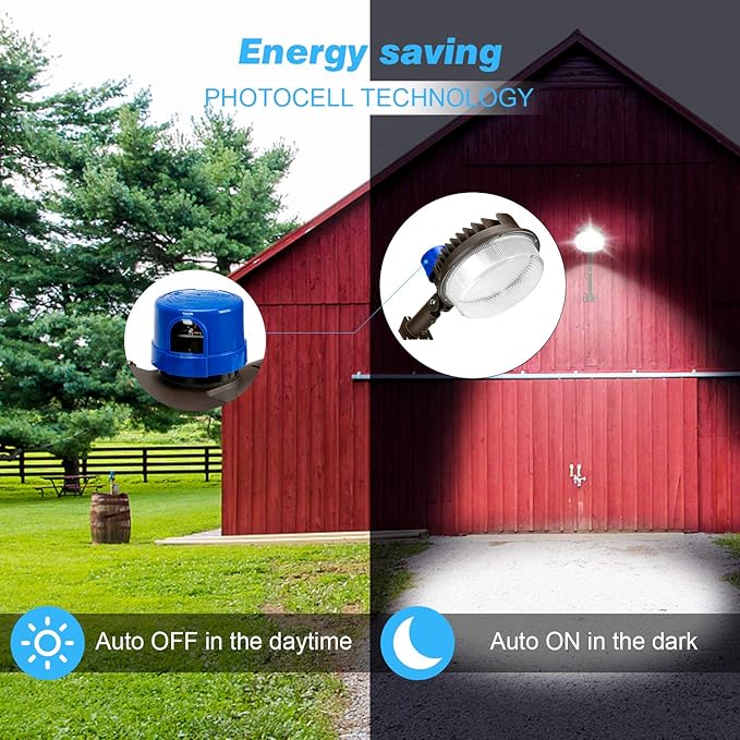 Juyace 18000lm LED Barn Light Dusk to Dawn Outdoor Lighting 120W 5000K Daylight Adjustable Angle Yard with Photocell IP65 Waterproof for Security Area