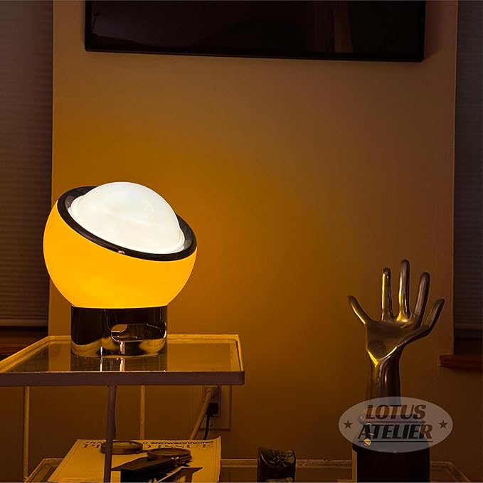 Lotus Atelier Bauhaus Lamp | Warm Retro Orange Lamp for Room Aesthetic Modern Lighting for Bedroom | Mid Century Modern | Cool Retro Living Room Decor & Bedroom Decor