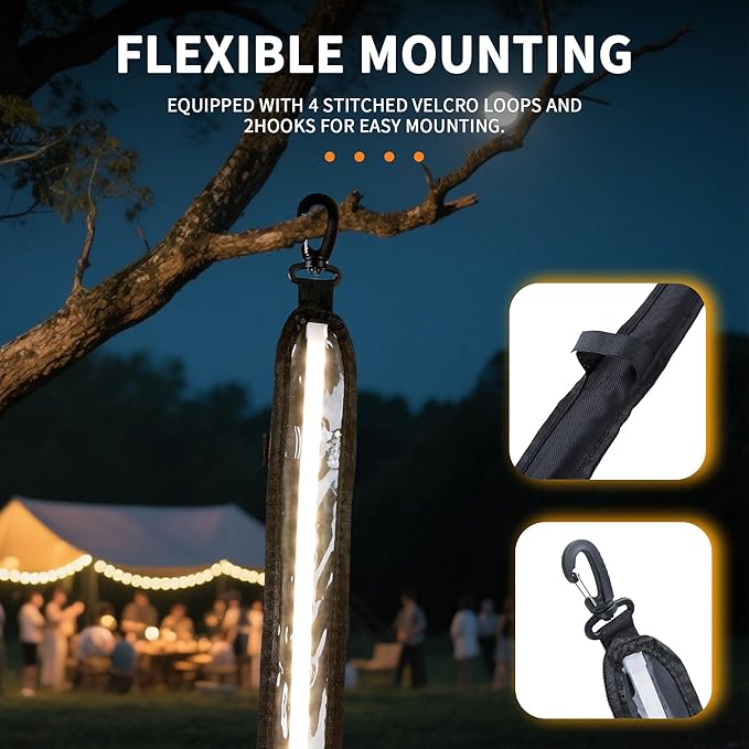 12V 4ft Led Light Strip Dimmable Camping Awning Light with 140 SMD 2835 LED Chips Cabinet Lights, Rv Accessories Waterproof IP67 Multi-Functional Use for Car Tent, Camper Motorhome