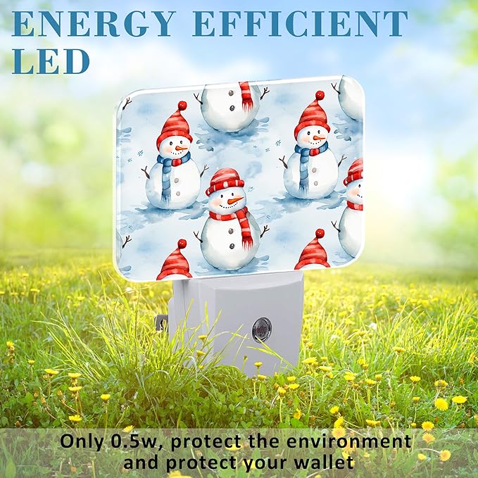 Christmas Cartoon Cute Snowman Night Light for Kids, Christmas Snowman LED Night Light Plug into Wall with Dusk to Dawn Sensor for Girls Boys Bedroom,Hallway,Kitchen,Bathroom,Stairs Decor