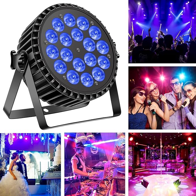 Par Lights 18LED Stage Lights, U`King RGBW 4in1 216W Uplight Stage Lighting Effect by DMX and Sound Activated Control Wash Light for Wedding Parties Church Club DJ Live Show
