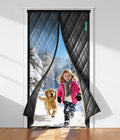 Insulated Door Curtains for Doorways/Front/Back/Basement, Fit Size up to 38 x 82 Inches, Magnetic Thermal Door Cover for Winter, Oxford Filled with Thick Cotton to Keep Warm, Black, Diamond