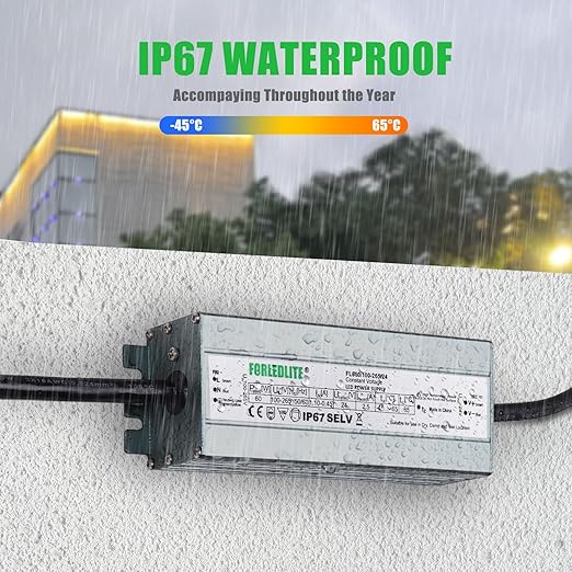 Wide Input 100~265V AC to DC 24V 60W Output IP67 Waterproof Constant Low Voltage LED Power Supply Transformer Driver with Preparation Input Plug for Outdoor Indoor LED Lights