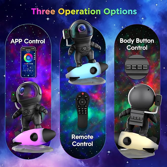 Astronaut Galaxy Projector for Bedroom, Star Projector Galaxy Light with App & Remote Control, White Noises, Bluetooth Speaker, Rocket Night Light for Kids, Ceiling, Gifts, Room Decor