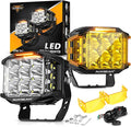 Auxbeam 5" 168W LED Cube Pods Offroad Driving Light with Amber Covers, 16440LM Bright Square Offroad Lights with Side Shooter 270° Combo Beam Ditch Light, DRL for Jeep ATV Wrangler Ford Truck Pickup