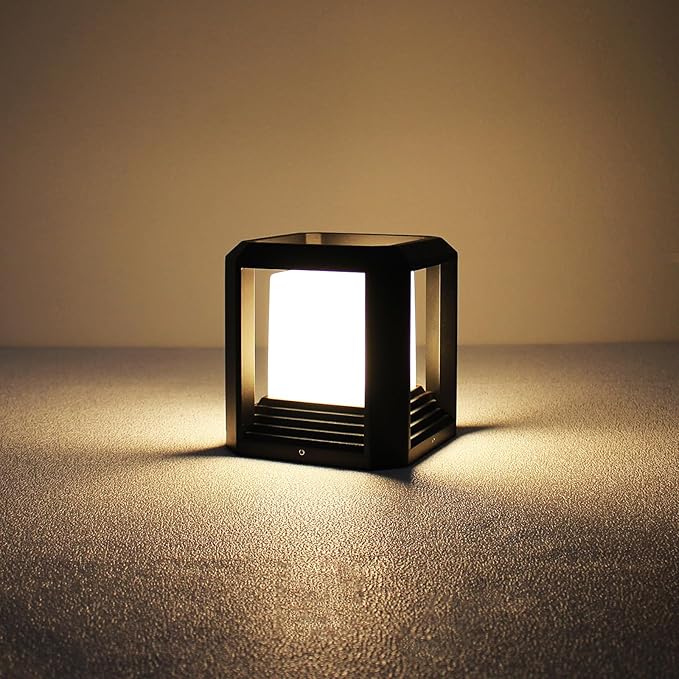Outdoor Post Lights,Fits 5.91"x5.91"x6.34" Wooden Fence Deck Patio Garden, LED Lamp Post Waterproof Lantern 13W 3000K Modern Black Outdoor Column Lamps ETL certificated…