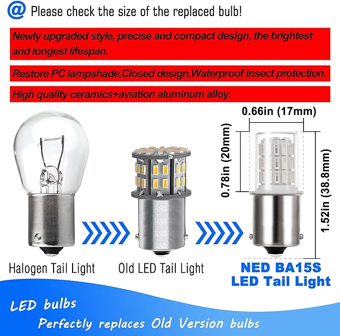 1156 1141 1003 7506 BA15S LED Bulbs Brilliant Red, LED Replacement for 12 Volt RV Tail Brake Lights Camper Trailer Boat Trunk Interior Lights, DC Bayonet Single Contact Base,AC10-24V DC10-30volt,3Pack