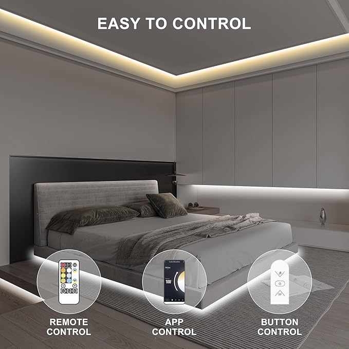 16.4ft Smart LED Strip Light, Tunable White 2700K-6500K Dimmable Bright WiFi COB Light Compatible With Alexa and Google for Kitchen Cabinet, Room