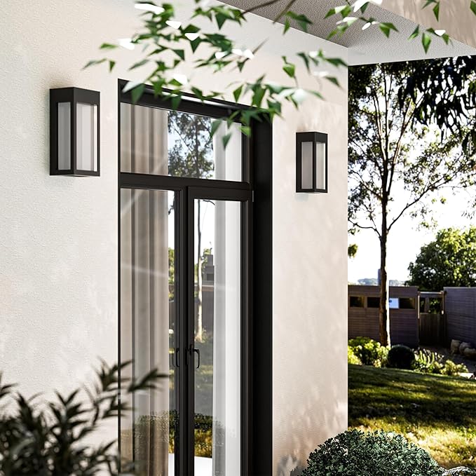 Solar Yard 4-Pack Outdoor Wall Lights, Light Fixture, LED Exterior Lighting fixtures for Outside, Front Porch Lights, Waterproof Wall Sconce Lantern Lamp for House, Patio, Doorway, Frosted Square