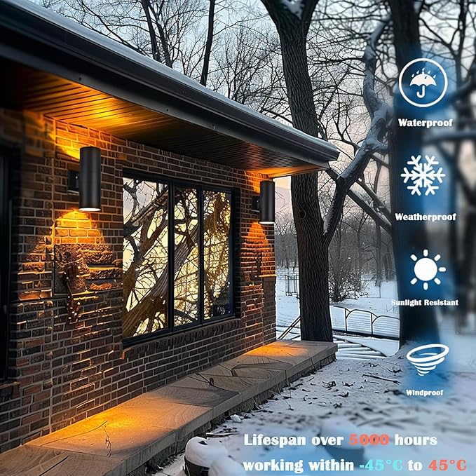 RGB Outdoor Wall Light Fixtures, Smart Cylinder Exterior Lighting Fixtures Wall Mount, Color Changing Up Down Wall Sconce, LED Outdoor Porch Lights for House Front Door Garage