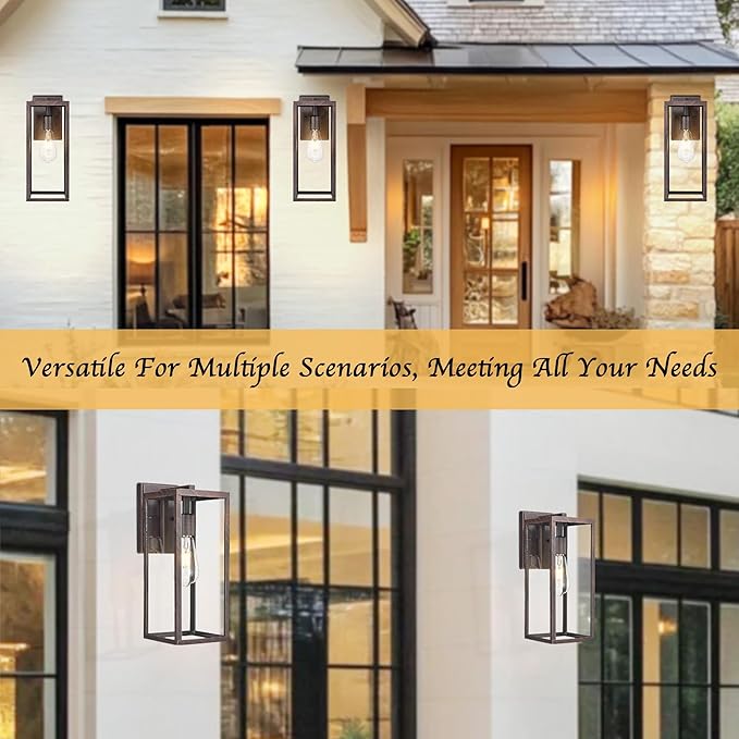 Bestshared Outdoor Wall Sconce Lights,Exterior Wall Lighting Fixtures with Clear Glass, Anti-Rust Vintage Outside Lantern Lamp for House Front Porch Doorway Patio (Rust, 15"-1 Pack)