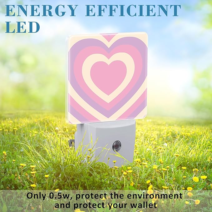 Pink Love Swirl Night Light for Kids, LED Night Light Plug into Wall with Dusk to Dawn Sensor for Girls Boys Women Men Room Decor, Hallway, Kitchen, Bathroom, Nursery, Stairs