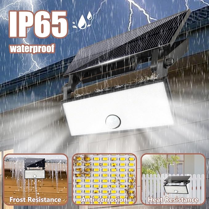 Solar Motion Lights Outdoor, Exterior Motion Light 3 Lighting Modes Motion Sensor Wall Light Solar Powered, Motion Lights for Outside Deck Steps Fence Patio Front Door Pathway Garage