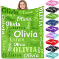 Gudina Personalized Name Blankets Custom Blanket with Name Customized Flannel Blanket Gifts for Kids Boys Girls Children Baby