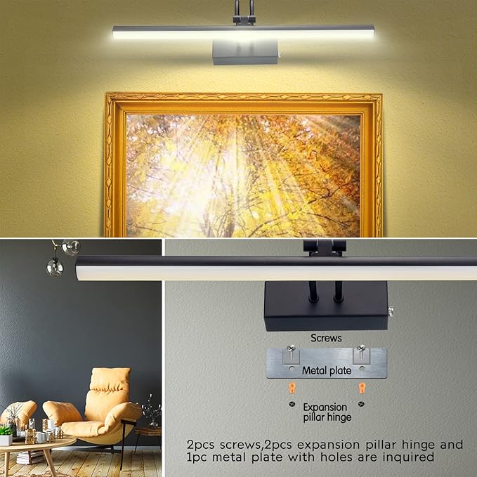 Picture Light,Picture Lights for Wall Cordless,13" Picture Lights with Timer and Dimmable,Battery Wall Lights for Display Gallery Painting Art Frame Portrait-Black