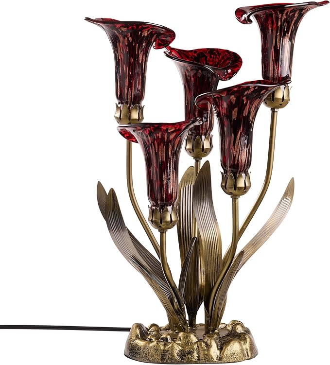 RIVER OF GOODS 20" H Hand Blown Glass 5 Calla Lily Uplight Accent Lamp